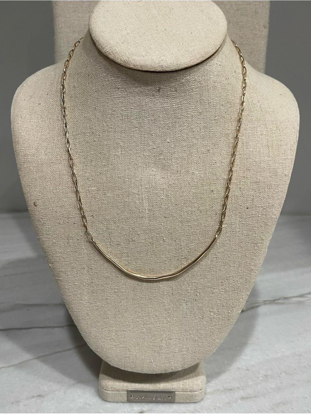 Stella & Dot Gold Curved Bar Necklace
